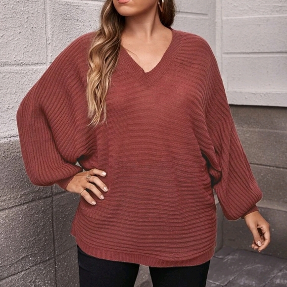 Maroon oversize sweater 1x - Picture 2 of 4